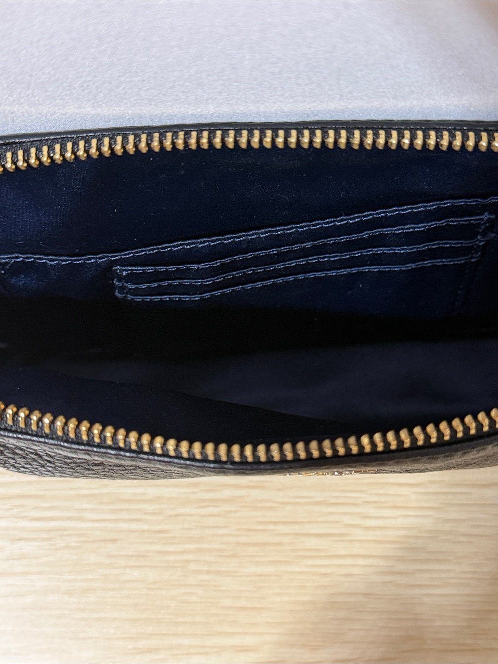 Coach Black Pebbled Leather Wristlet Pouch with Gold Hardware - Picture 3 of 5